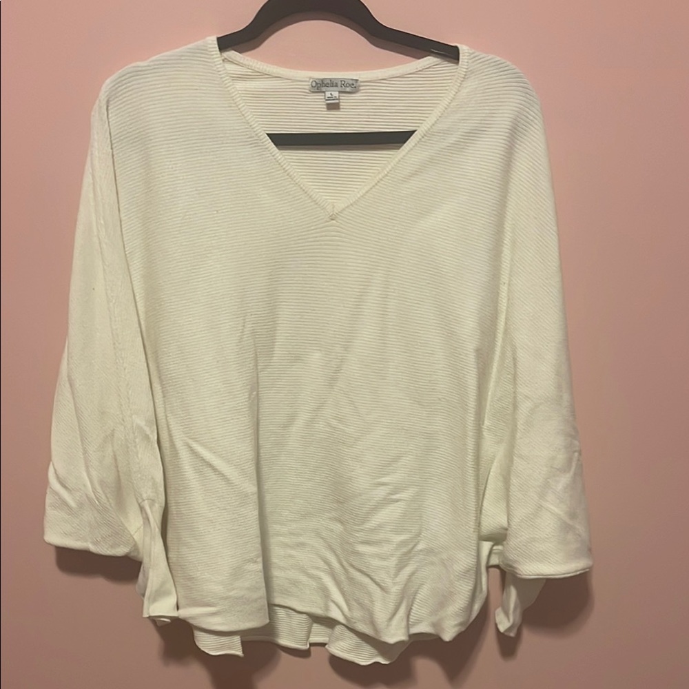 Ophelia & Co. Cream V-Neck Sweater Relaxed Fit